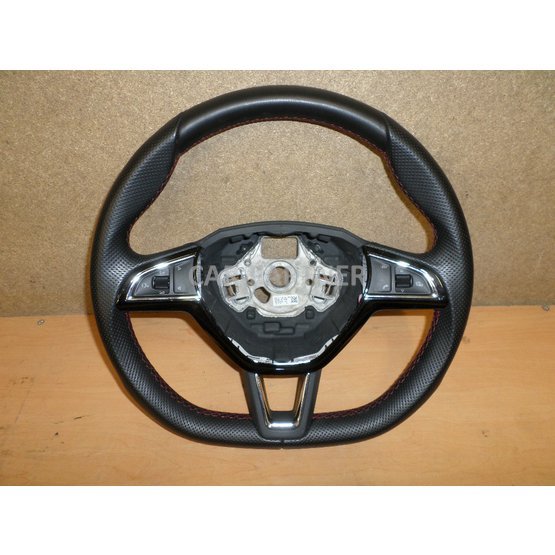 0014072 Volant kožený MF tříramenný 5JA419091AE Škoda Fabia III 2016.JPG